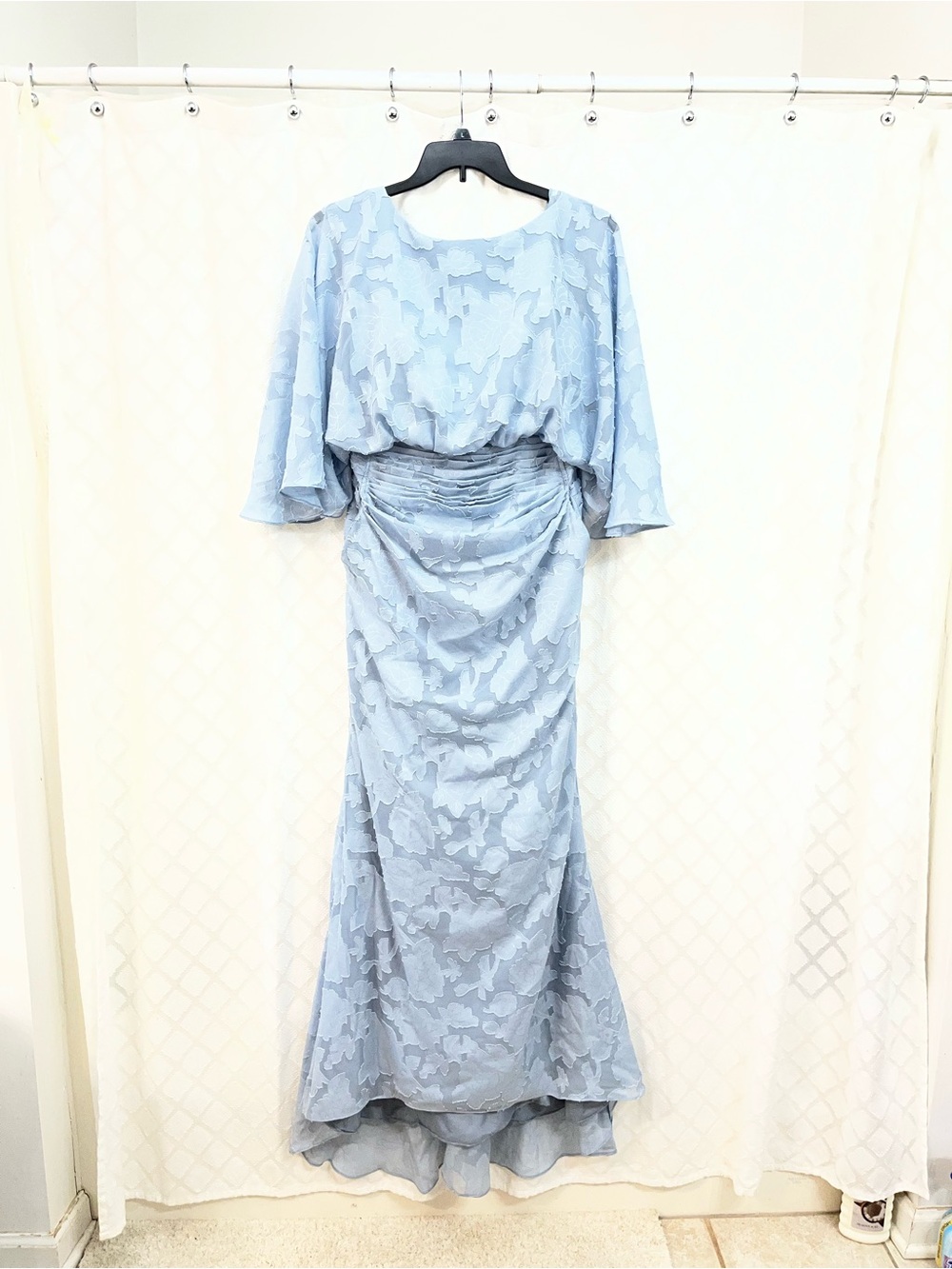 Elegant Light Blue Women's Ruched Evening Dress